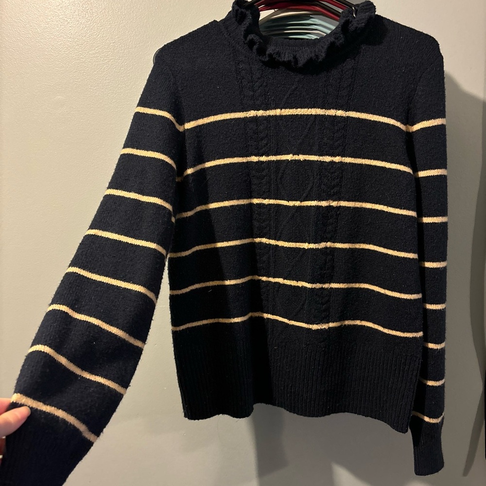 Striped Dark Blue and Cream Sweater